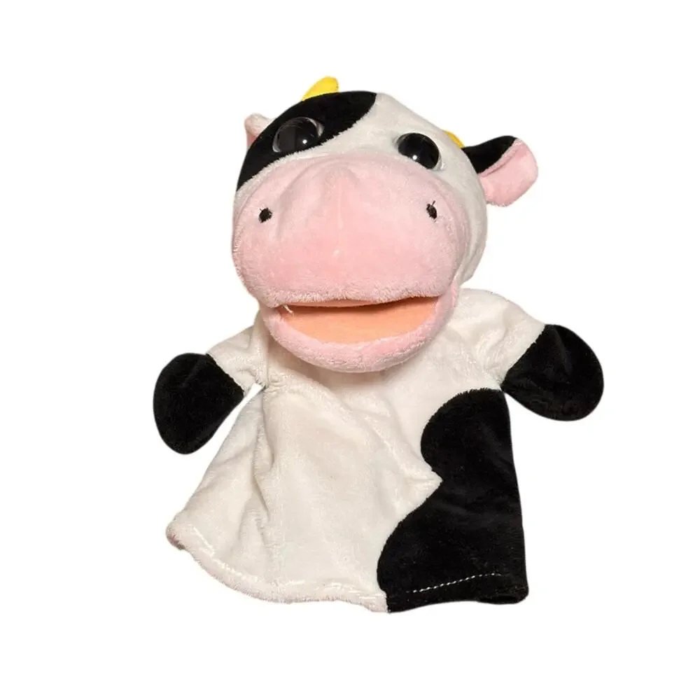 KellyToy Hand Puppet Plush Cow Black White 12” inches Nursery Play Learning